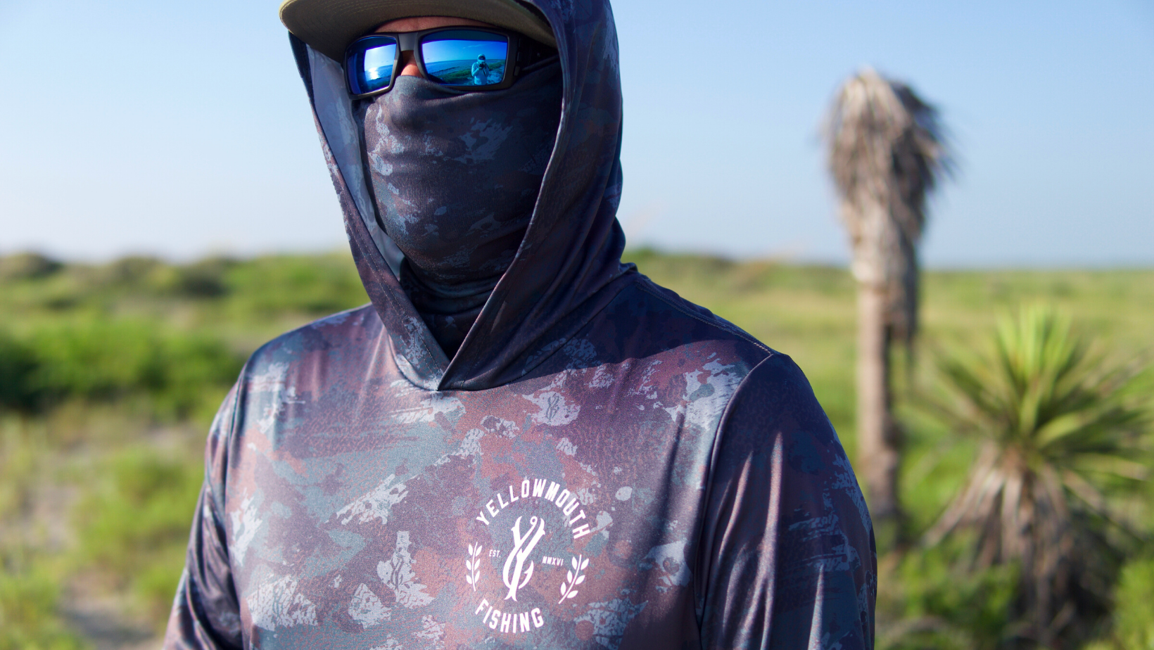 YMCO. Salt Shadow Pattern Long Sleeve Angler Hoodie Unisex - Sage